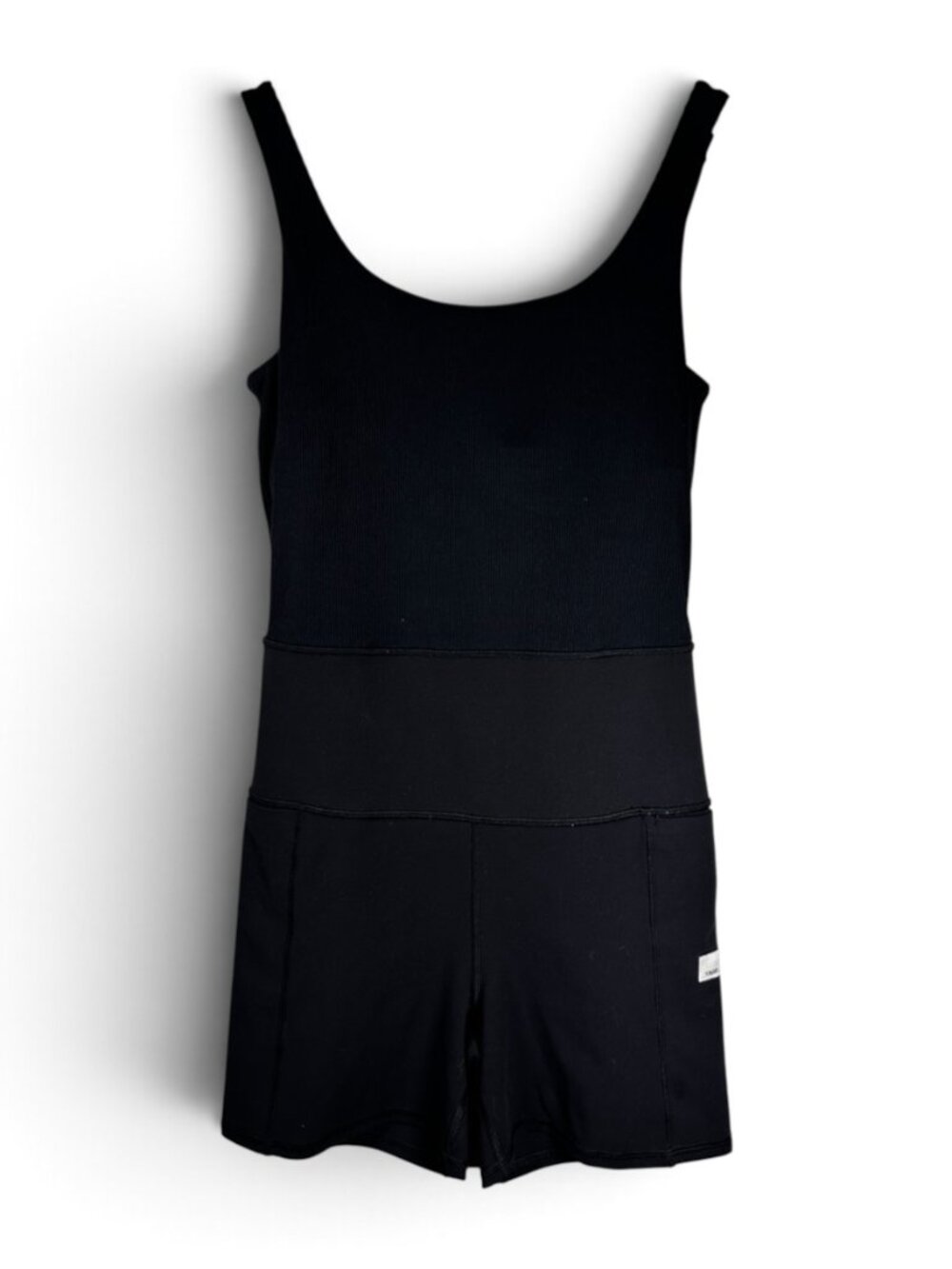 Vuori Studio Onesie Romper Black Ribbed Scoop Neck Size Small